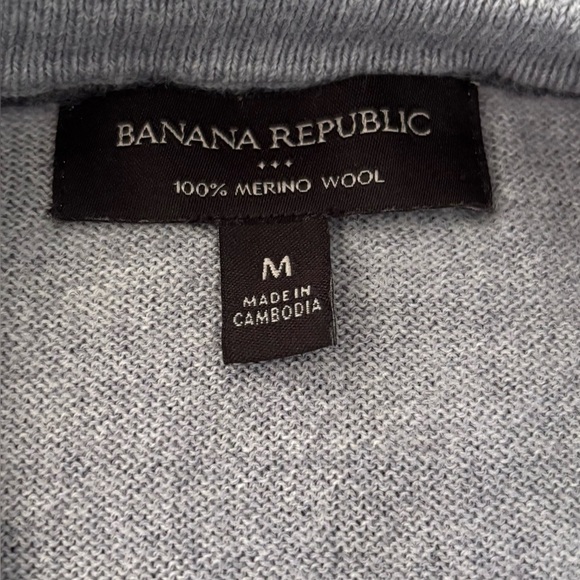 Banana Republic Merino Wool Mens Size Medium V-Neck Pullover Classiccore Gray - Picture 3 of 5